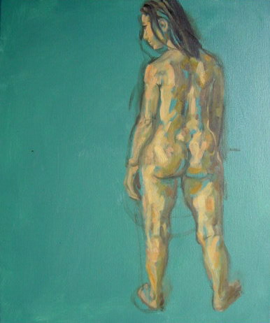 Nude, oil on canvas. Patches from behind. 60 x 50 cm 